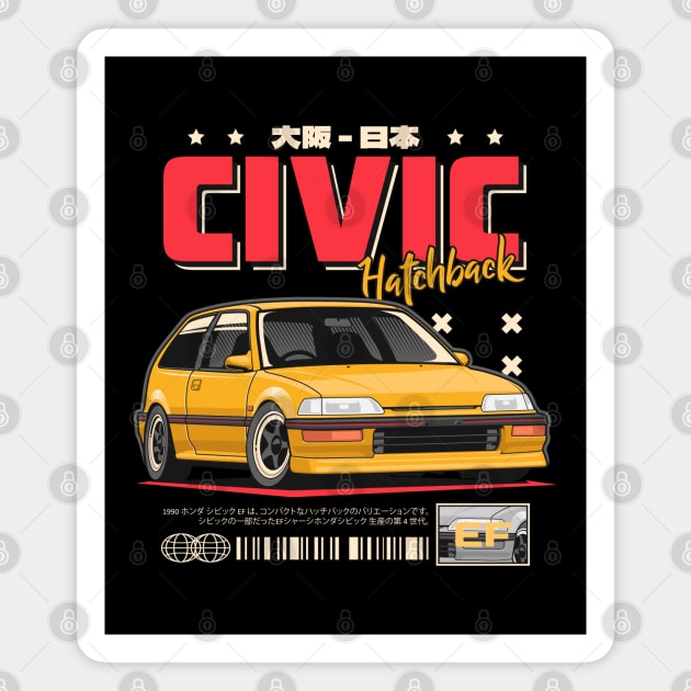 Civic EF Hatchback Magnet by squealtires